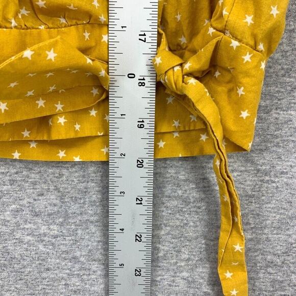Madewell Blouse Womens Extra Small Yellow Star Scatter Wrap Cropped Top Cotton - Picture 5 of 6